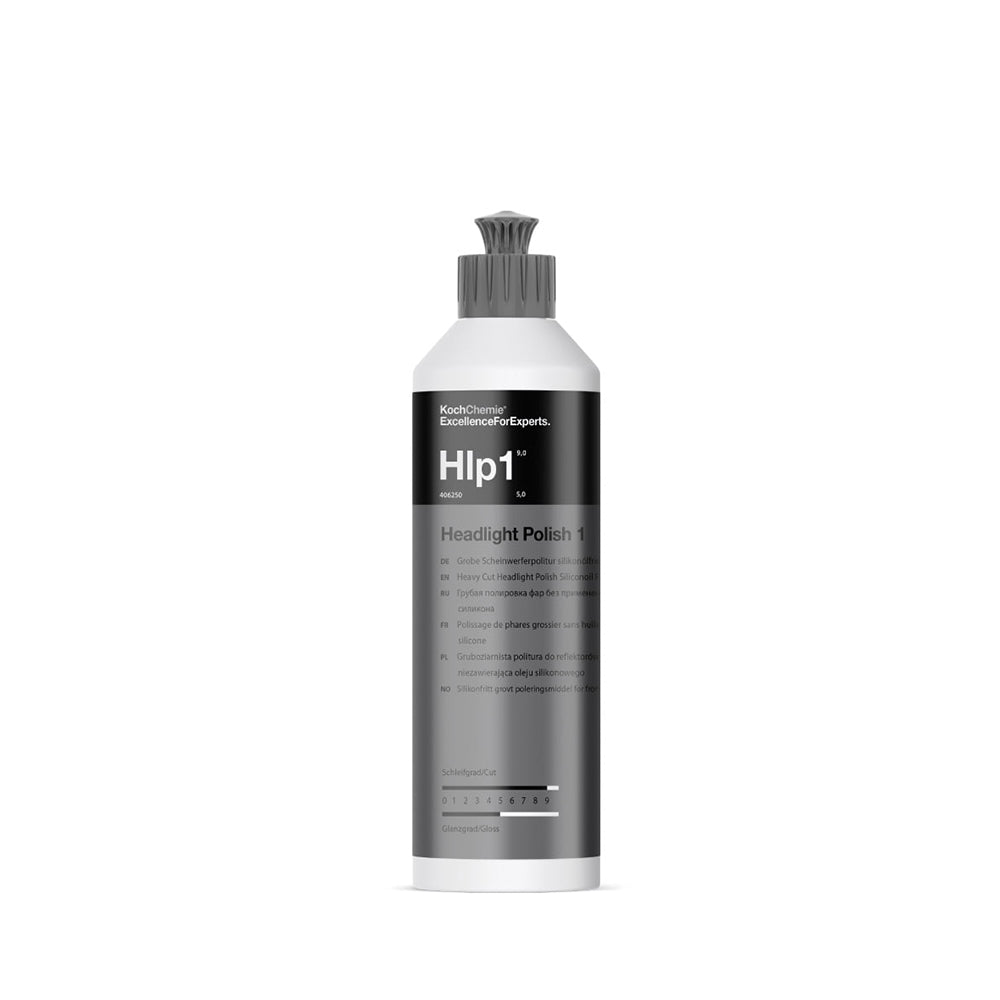 Koch Chemie Headlight Polish 1 | Heavy Cut Headlight Polish bottle with white background.