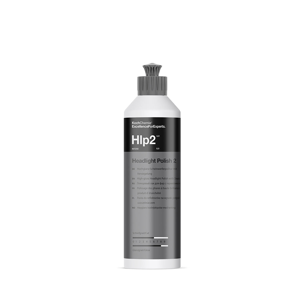 Koch Chemie Headlight Polish 2 | High-Gloss Headlight Polish with Sealant bottle with white background.